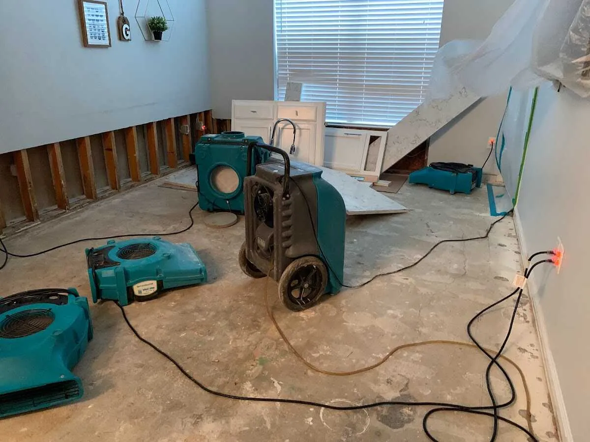 Dehumidifier in flood-cut room for Water Extraction & Removal in Kansas City
